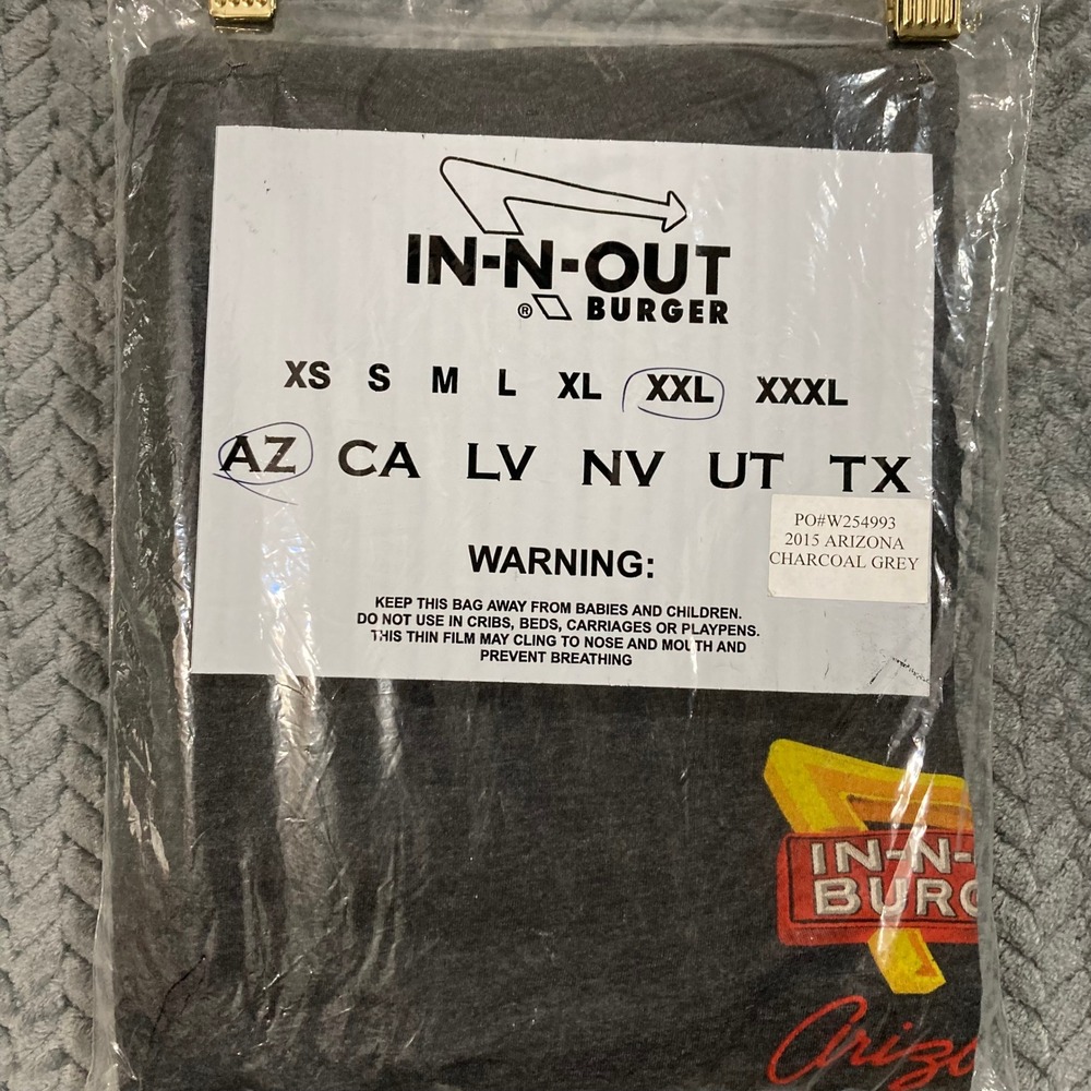 In-N-Out Burger T-Shirt Mens XXL 2015 Arizona Charcoal Grey Graphic New